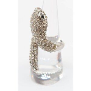 Silver Tone Pave Crystal Rhinestone Snake Ring 8.5 Wrap Figural Glam Whimsigoth